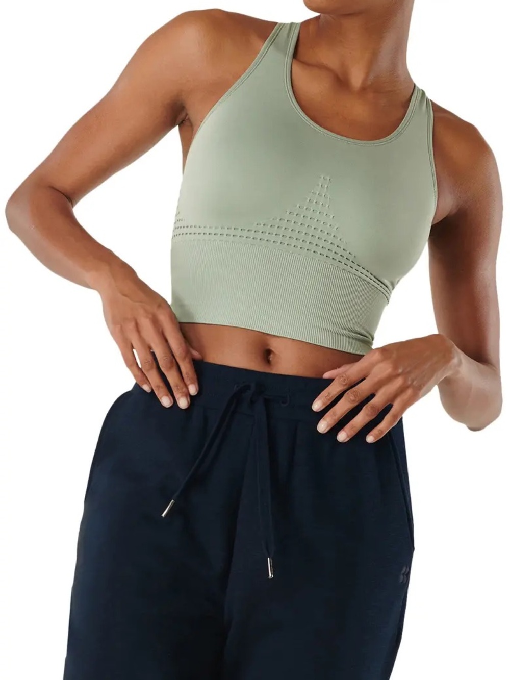 Sweaty Betty Sage Green Racerback Seamless Sports Bra